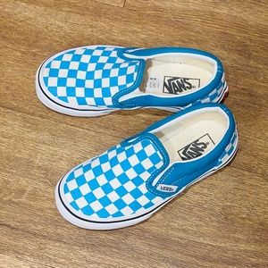 Vans Classic Slip-on- Checkerboard Mediterranean Blue Kids Size 12.5